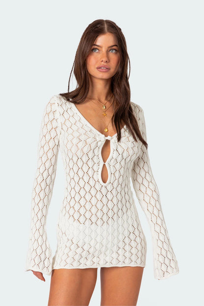 Woven Crochet Mini Dress