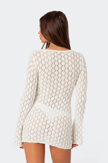Woven Crochet Mini Dress