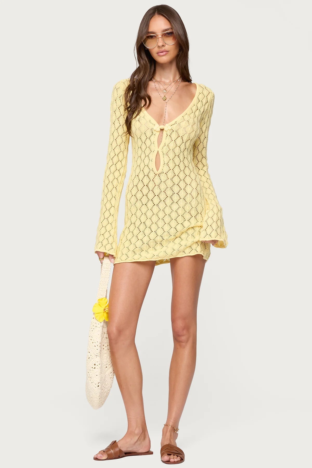Woven Crochet Mini Dress