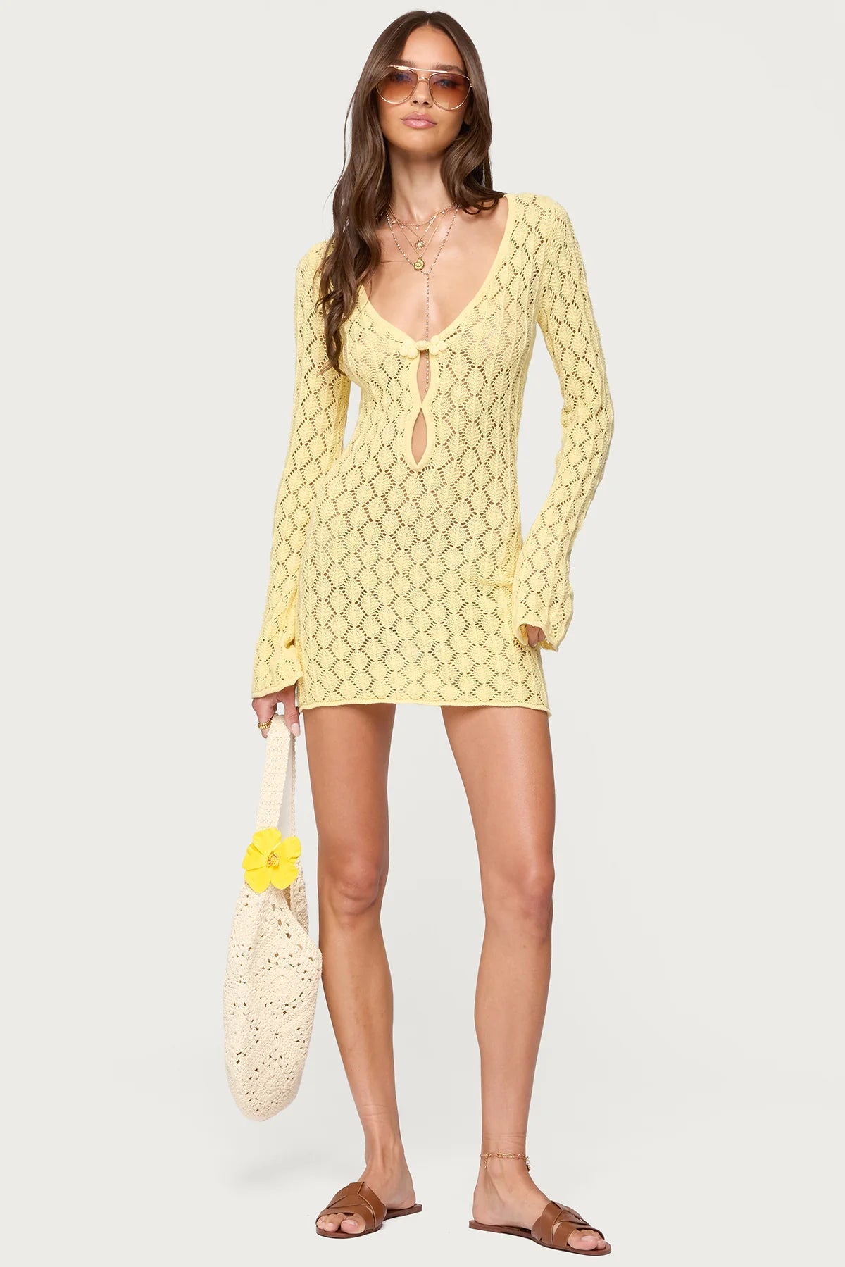 Woven Crochet Mini Dress