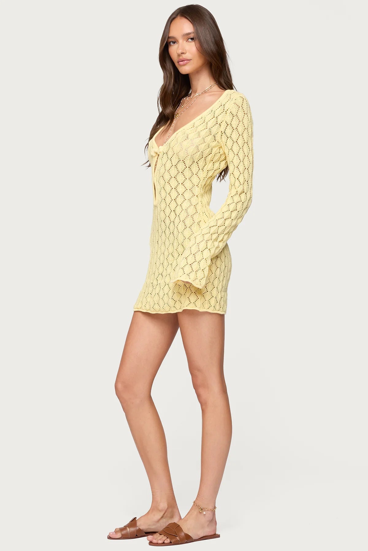 Woven Crochet Mini Dress