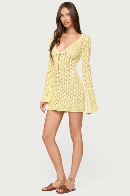Woven Crochet Mini Dress